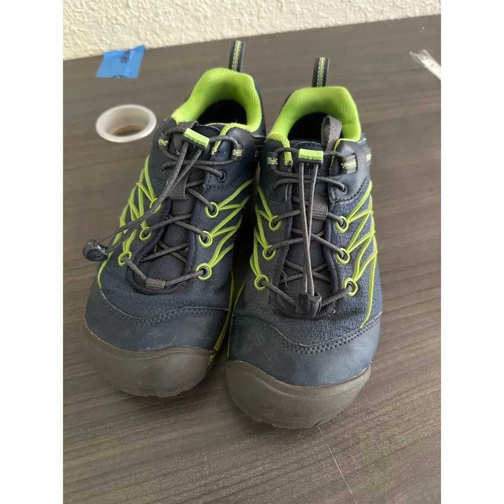 KEEN Kids Chandler CNX Waterproof Shoes Size 4 Navy Green Hiking Trail